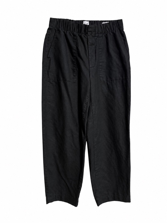 GAP Pants - Gap Women Relaxed Tapered Pants Size S Black Pockets Cotton Linen Elastic Waist
